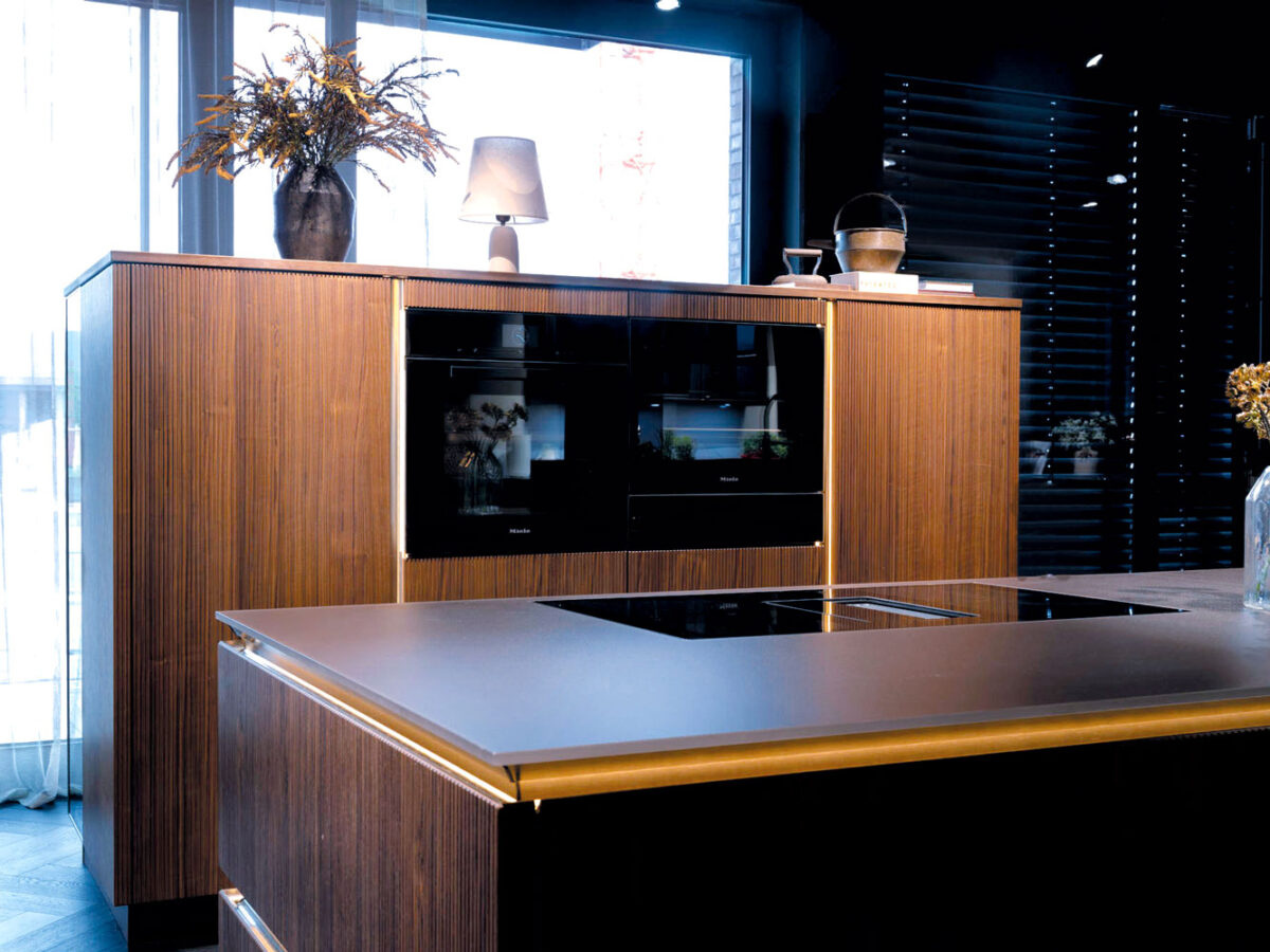 Harmonious Premium Kitchen in Natural Walnut | i-luminate