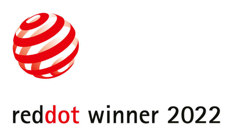 Logo Red Dot Winner 2022, Auszeichnung für herausragendes und innovatives Design