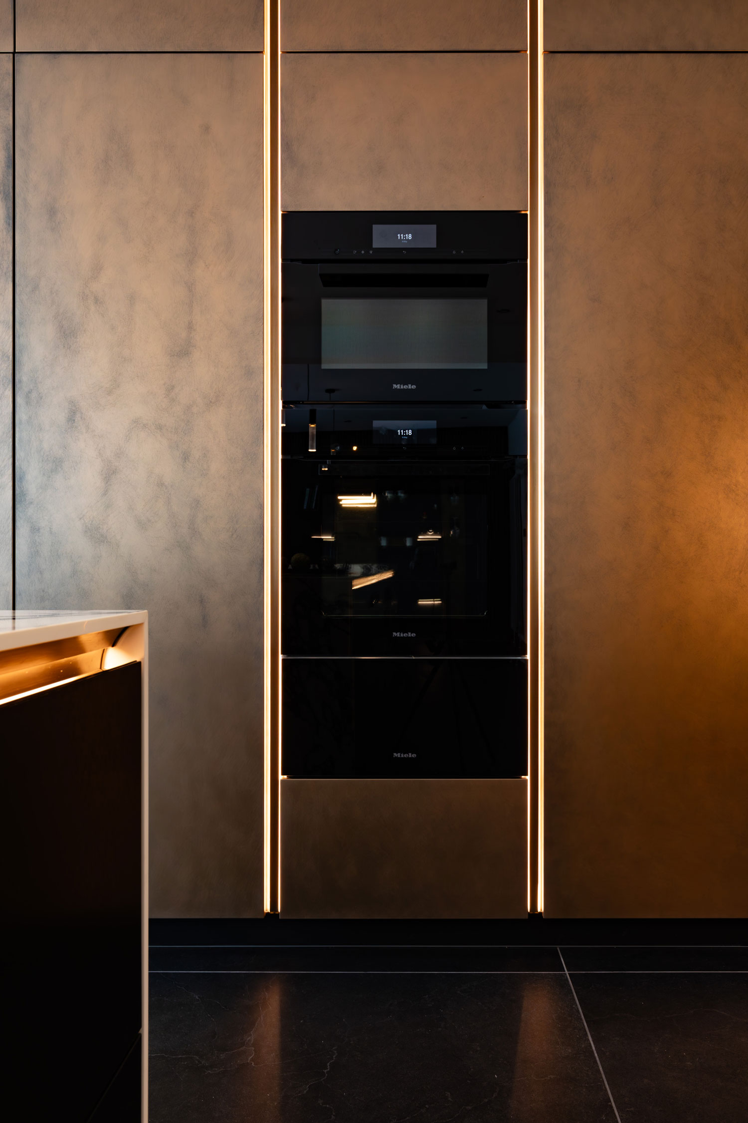 Modern kitchen design with smart home and kitchen lighting